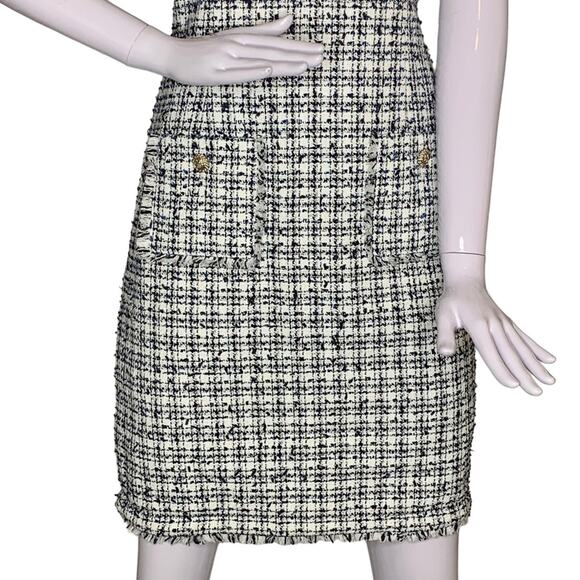 Karl Lagerfeld Paris Dress Sleeveless Size 12 Tweed Black and White Patc… - Picture 3 of 13